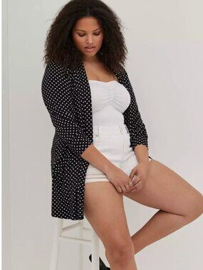 Torrid Super Soft Cardigan Straight Front in Polka Dot